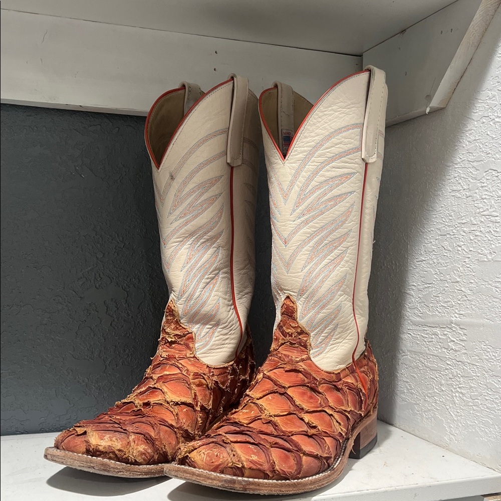 Men's Western Cowboy Boots - Red and Orange